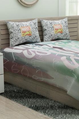 SPACES Printed Calliart King Bedsheet With Pillow Cover - 204824912_9900