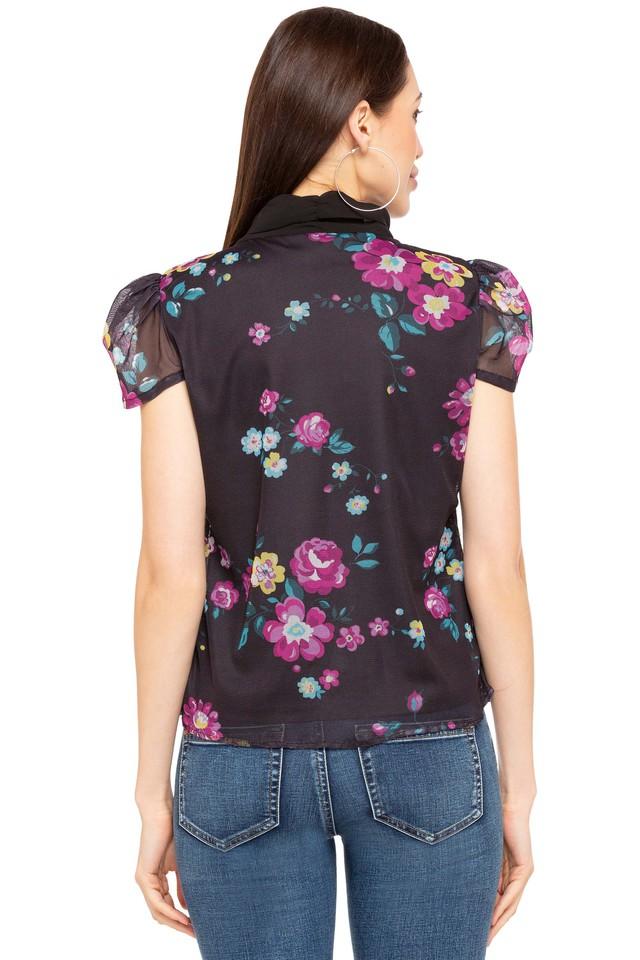 Buy 109F Black Womens Tie Up Neck Floral Print Top Shoppers Stop