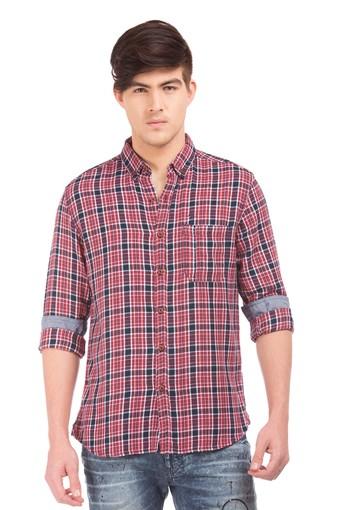 flying machine checked slim fit shirt