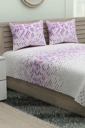 SPACES Printed Modern Lines Single Bedsheet With Pillow Cover - 204824865_9900