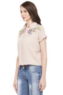 Buy DEAL JEANS Womens Collared Solid 
