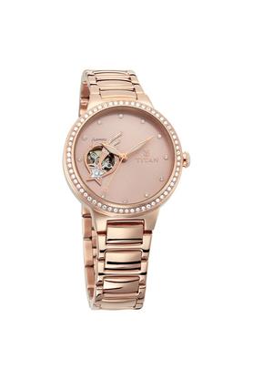 titan automatic watch rose gold