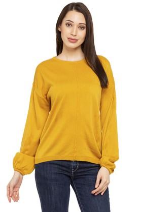 ELLE Womens Round Neck Knitted Sweater - 204271541_9418