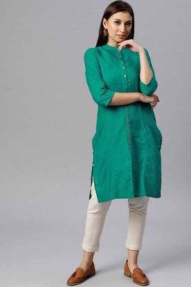 JUNIPER Womens Mandarin Neck Solid Kurta - 204803116_9327