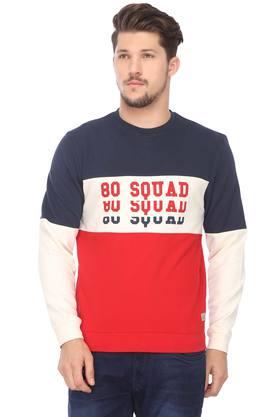 FLYING MACHINE Mens Round Neck Colour Block Sweatshirt