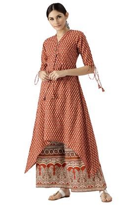 LIBAS Womens Cotton Printed Aline Kurta And Palazzo