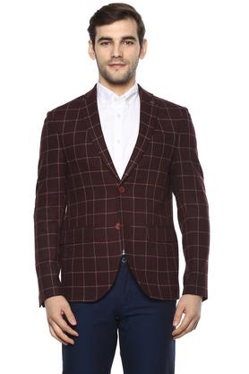 maroon check blazer