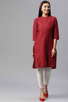 JUNIPER Womens Mandarin Neck Solid Kurta - 204803122_9612