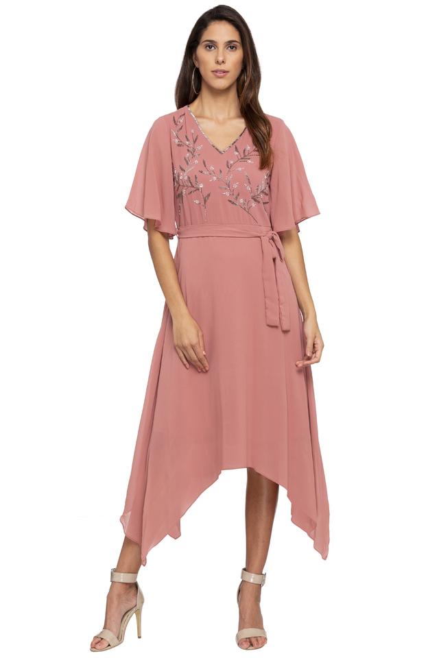 blush asymmetrical dress