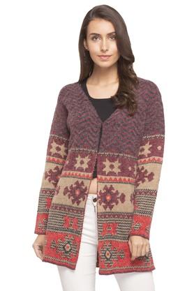 ONER Womens V Neck Printed Cardigan - 204675051_9612