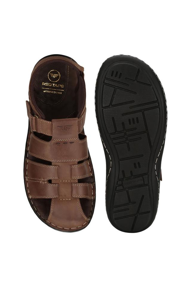 Buy RED TAPE Mens Leather Velcro Closure Sandals Shoppers Stop