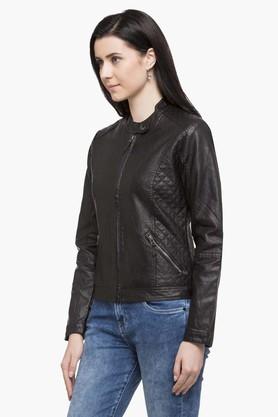 us polo black leather jacket