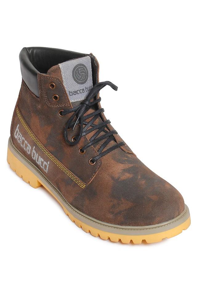 BACCA BUCCI Mens Leather Lace Up Boots 