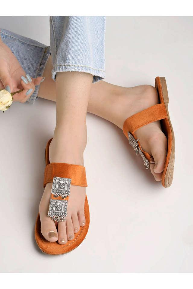 Womens orange sales flat sandals