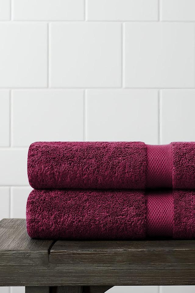 Buy AMOUVE Organic Cotton Hand Towels Set Of 2 Burgundy