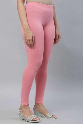 Buy AURELIA Pink Solid Ankle Length Cotton Women s Tights Shoppers Stop