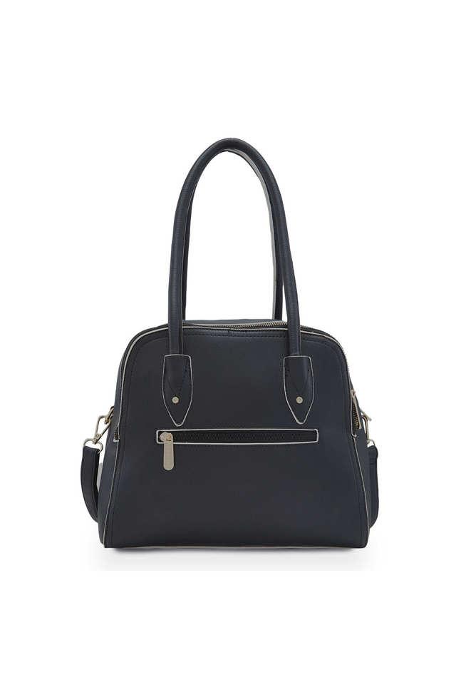 Buy CAPRESE Black Josie Faux Leather Zipper Closure Women s Satchel Bag Shoppers Stop