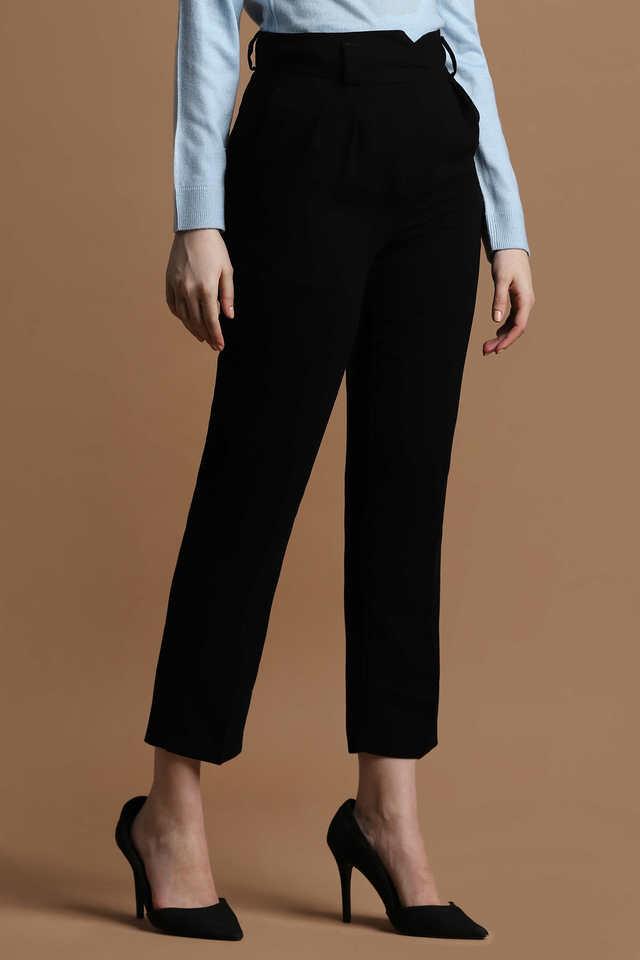 Buy ALLEN SOLLY Solid Regular Fit Polyester Women s Formal Wear Trousers Shoppers Stop