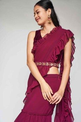 GLOBAL DESI - Wine Saree - 4