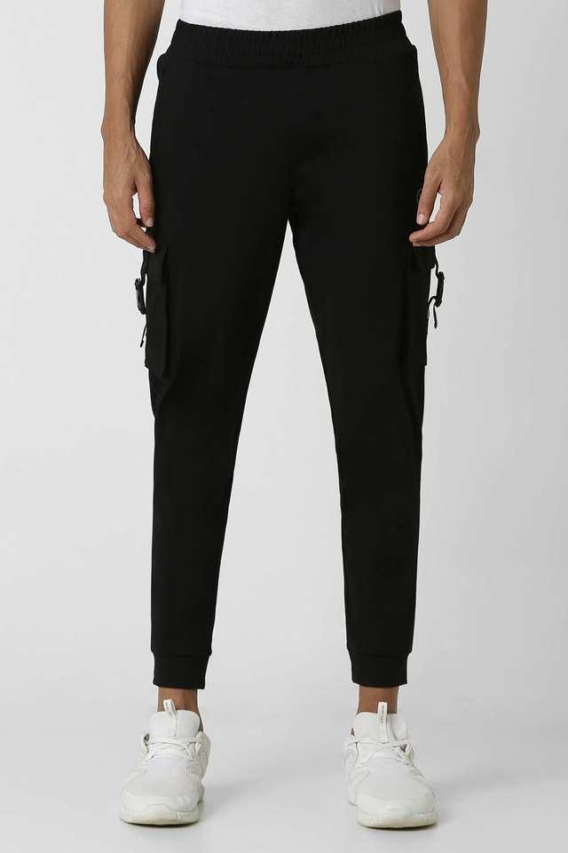 Buy VH FLEX Black Solid Polyester Regular Fit Men s Track Pants Shoppers Stop
