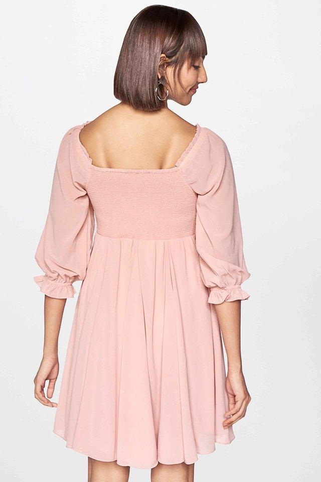 Pink square neck top dress