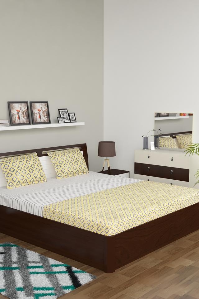 Buy PORTICO Multi Charlotte Printed Double Bed Sheet with 2 Pillow