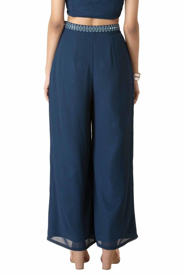 Georgette High Waist Palazzo Pant for Women, Wide Leg, Comfy Plus Size,  Casual & Party Wear