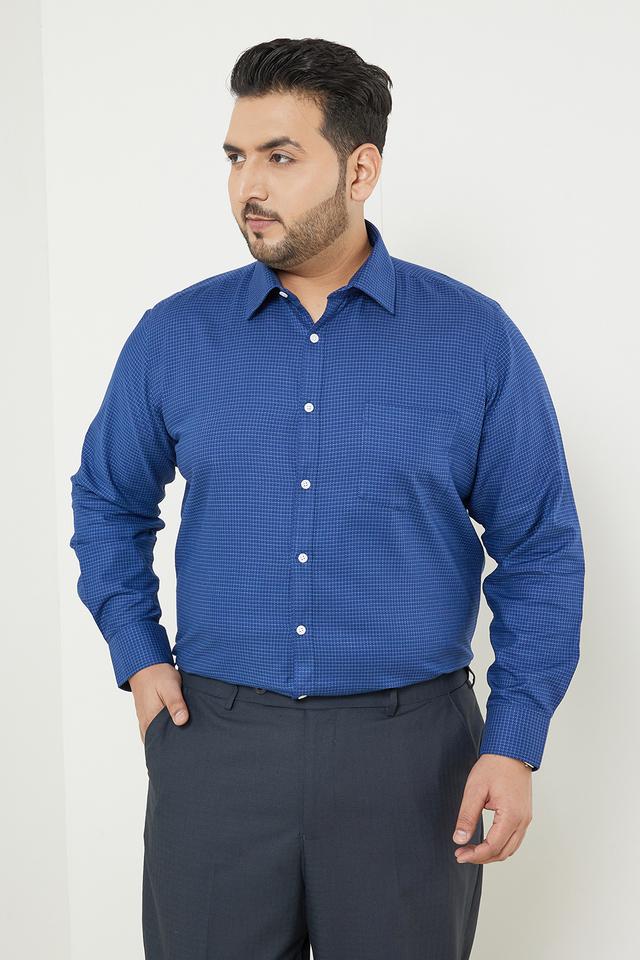 Men Navy Regular Fit Formal Full Sleeves Formal Shirt