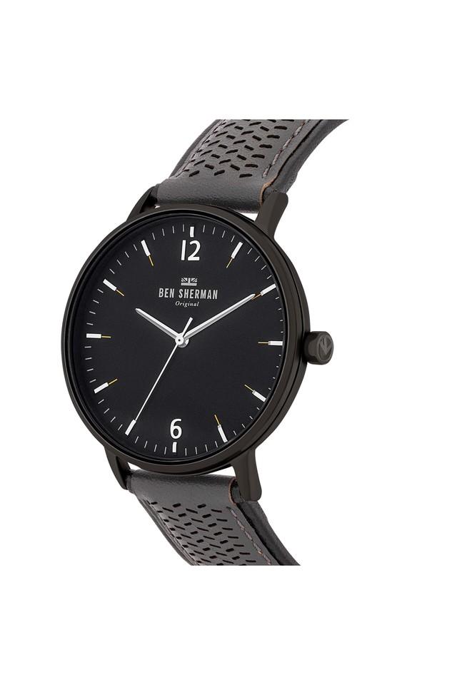 Buy BEN SHERMAN Mens Matte Black Dial Leather Analogue Watch