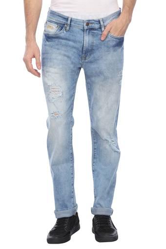 mens light wash distressed jeans