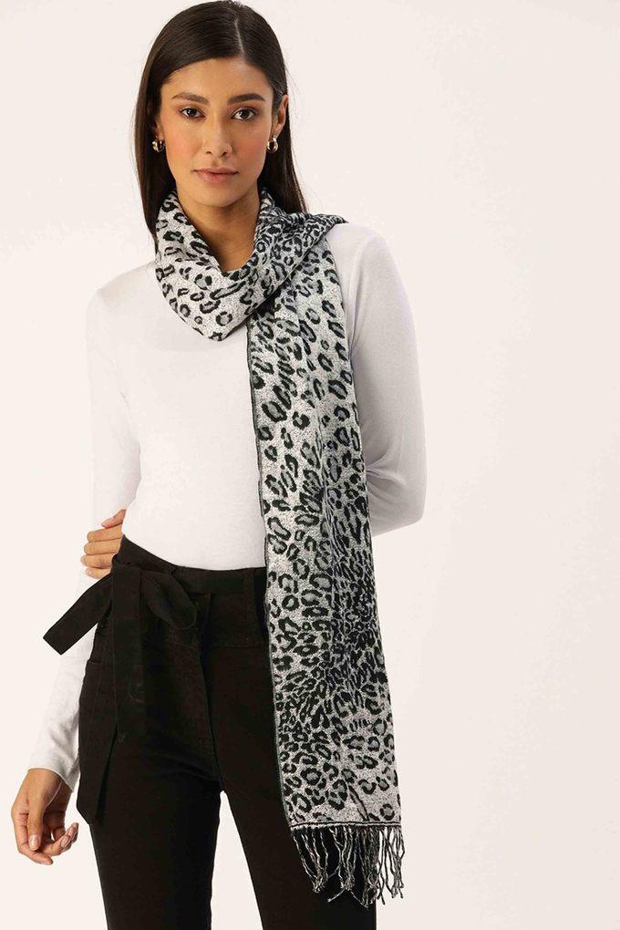 Black and white hot sale animal print scarf