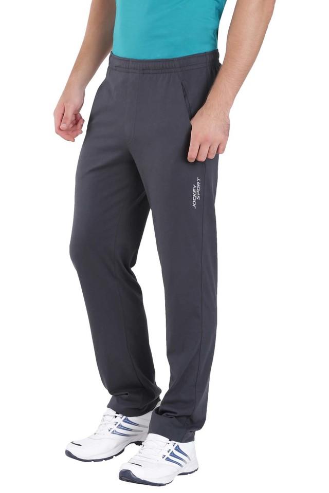 Buy JOCKEY Graphite Solid Cotton Blend Slim Fit Men s Track Pants Shoppers Stop