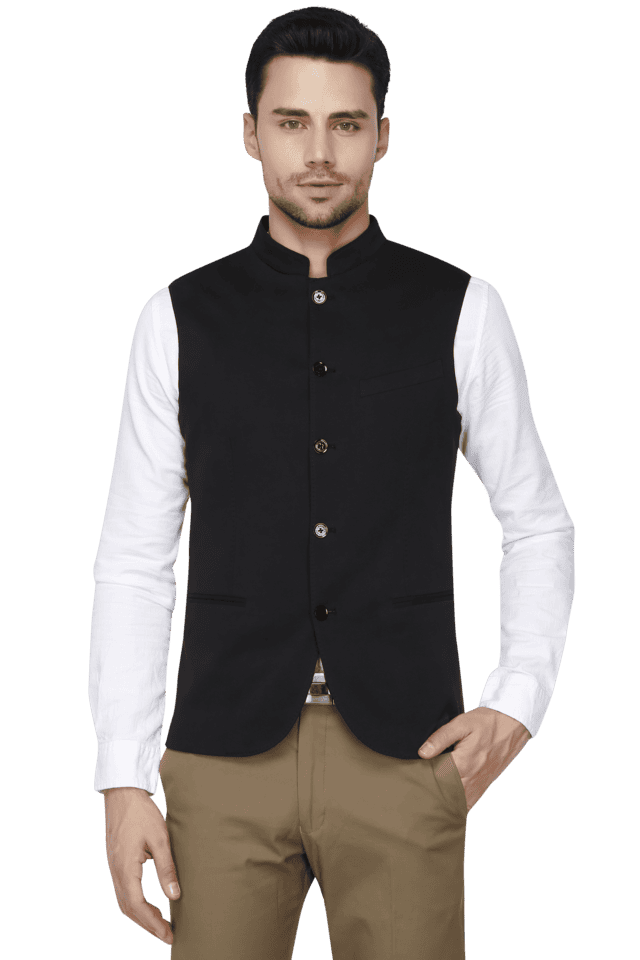Buy BLACKBERRYS Black Mens Slim Fit Solid Sleeveless Nehru Jacket Shoppers Stop