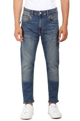 Light Tone Cotton Stretch Tapered Fit Mens Jeans