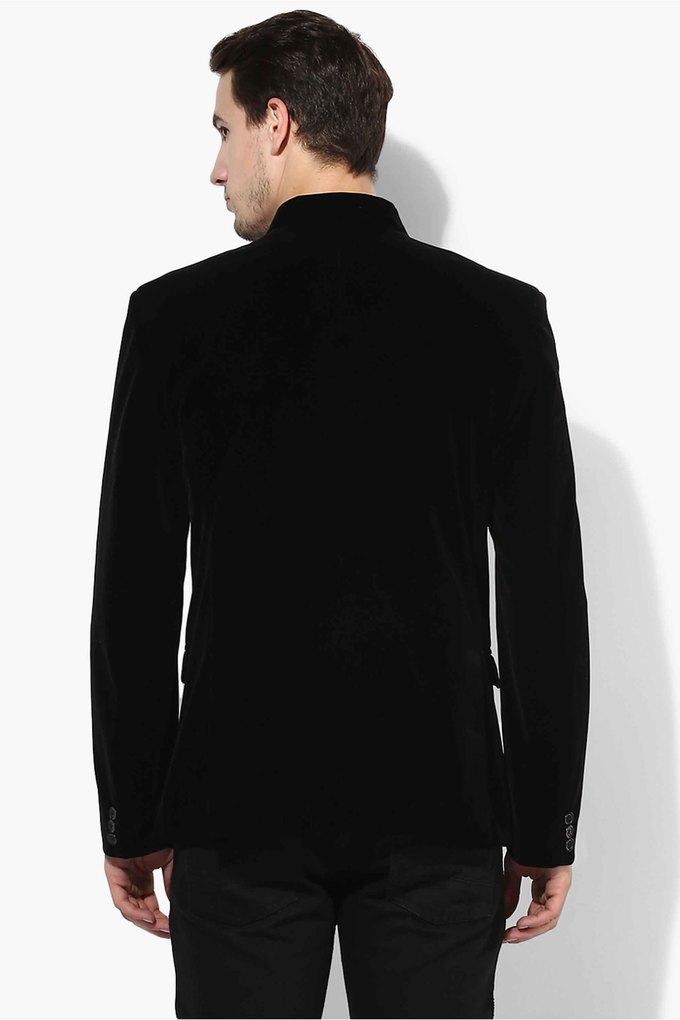 Buy HANGUP Black Solid Velvet Regular Fit Men's Jacket