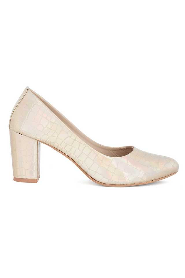 Gold pumps block online heel