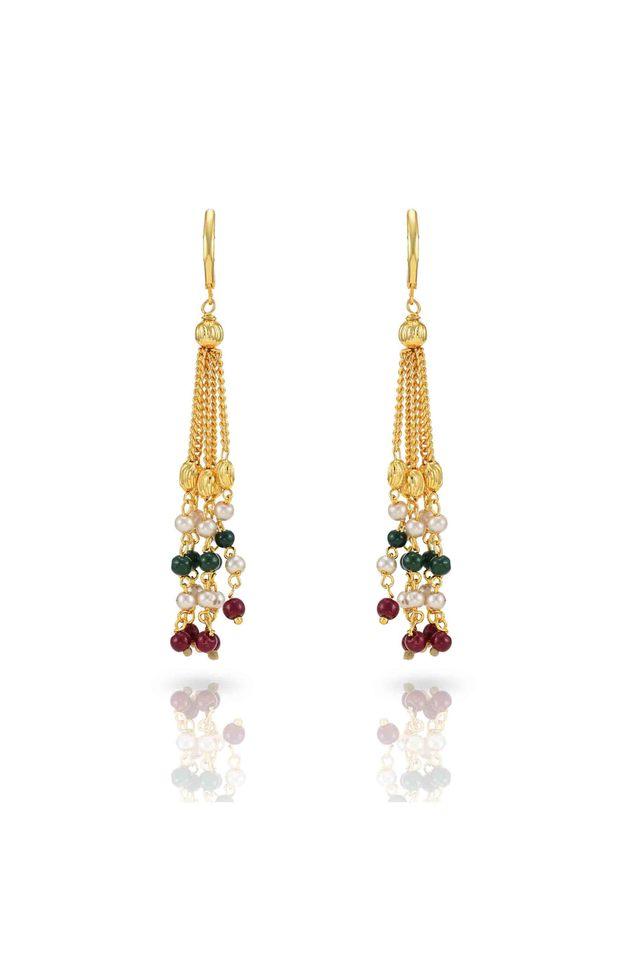 Buy YELLOW CHIMES White Pearl MultiLayer Gold Plated Traditional Long