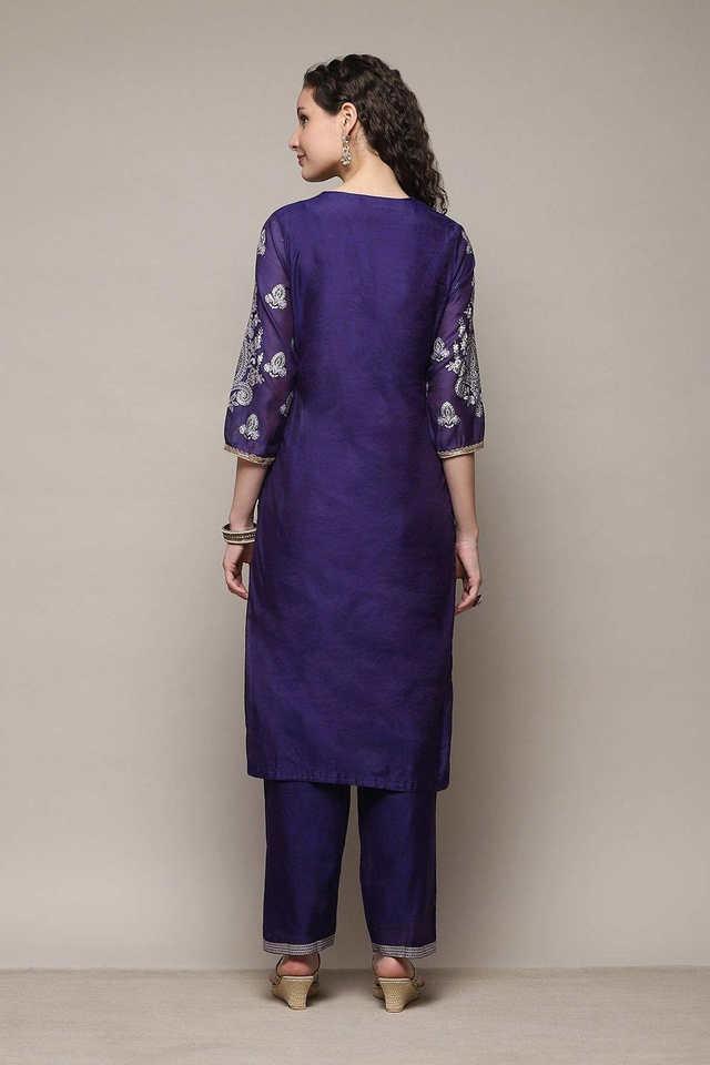 Buy BIBA Purple Printed Polyester Woven Women's Kurta Set