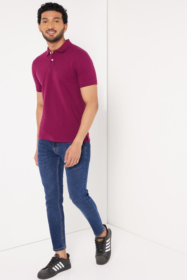 Buy INTUNE Wine Wine Short Sleeve Solid Pique Polo Shirt