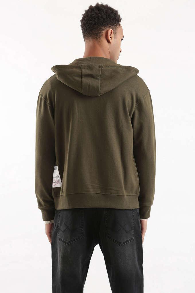 Buy WROGN Green Solid Cotton Slim Fit Men s Sweatshirt