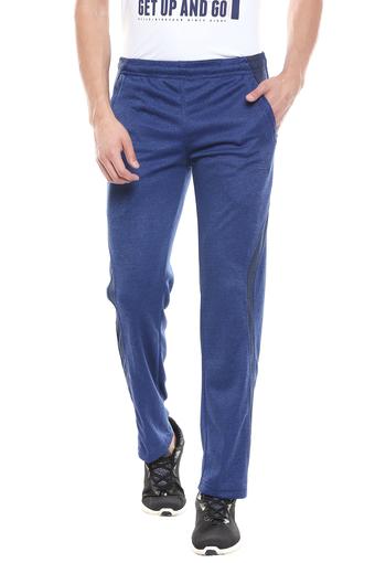 black and royal blue track pants