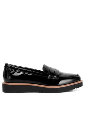 Black discount wedge loafers