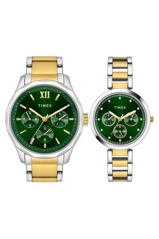 Buy TIMEX Unisex / mm Empera Green Dial Two-tone Stainless Steel  Bracelet Analog Display Watch - TW00PR278 | Shoppers Stop