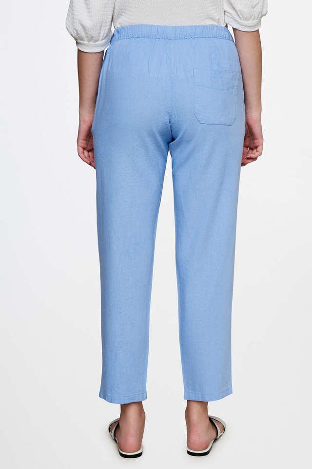 Blue Cotton Pleated Trouser  Kamakhyaa