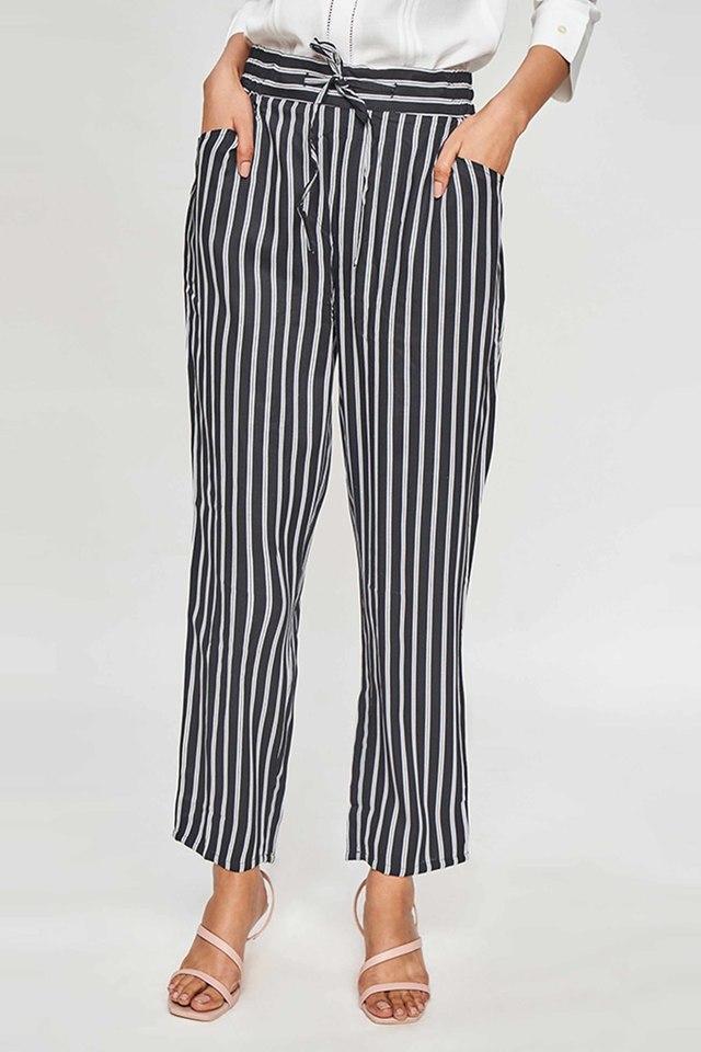 Women's Black Pinstripe Tailored Straight Leg Trouser | Libby | 4th &  Reckless