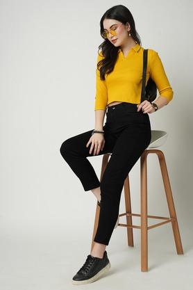 Black jeans with yellow top sale