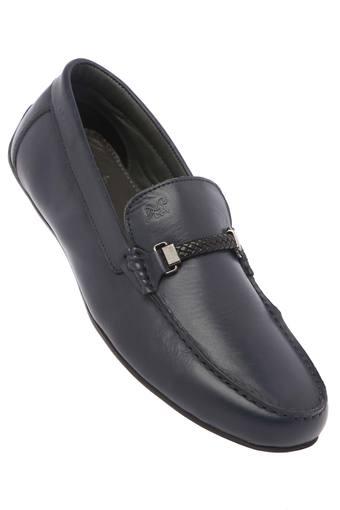 blue leather driving shoes