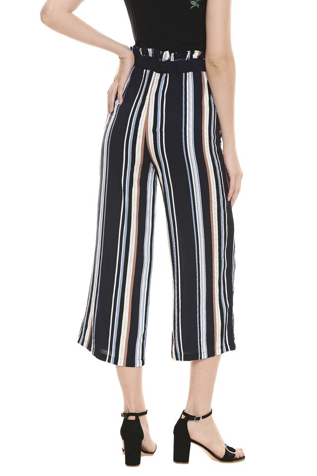 White Black Striped Cropped Trousers  Amukti  The Womens Ethnic Fashion  Store