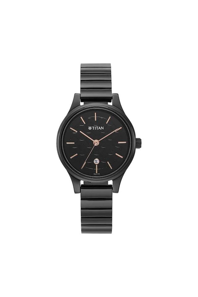 Titan black discount watch for women