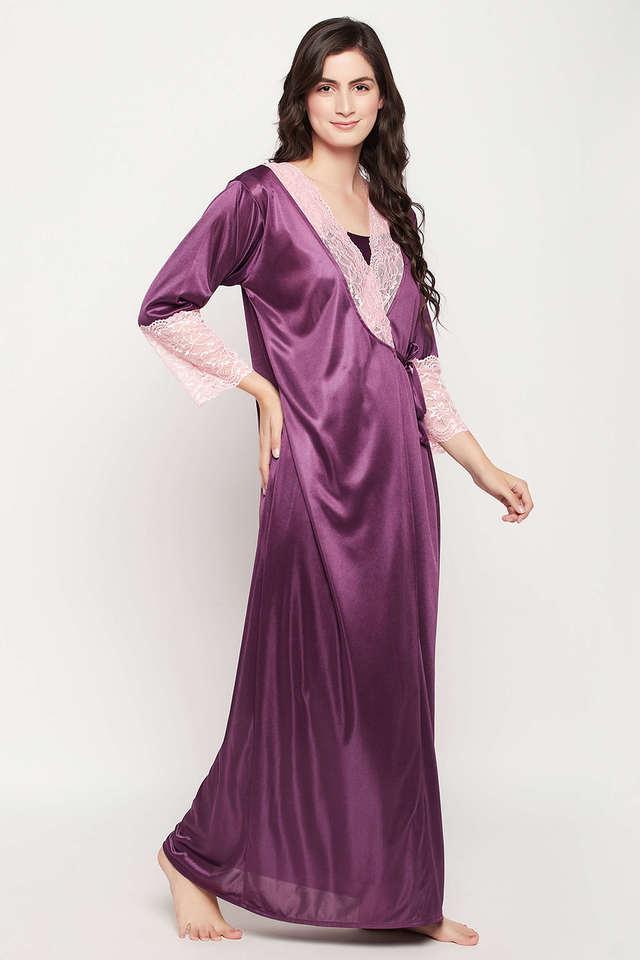 Buy Clovia Women Purple Solid 7 Piece Nightdress Set - Nightdress for Women  9257553